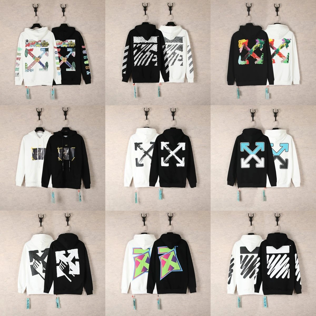 Autumn and winter graffiti arrow hoodies for men and women couples sweatshirts  