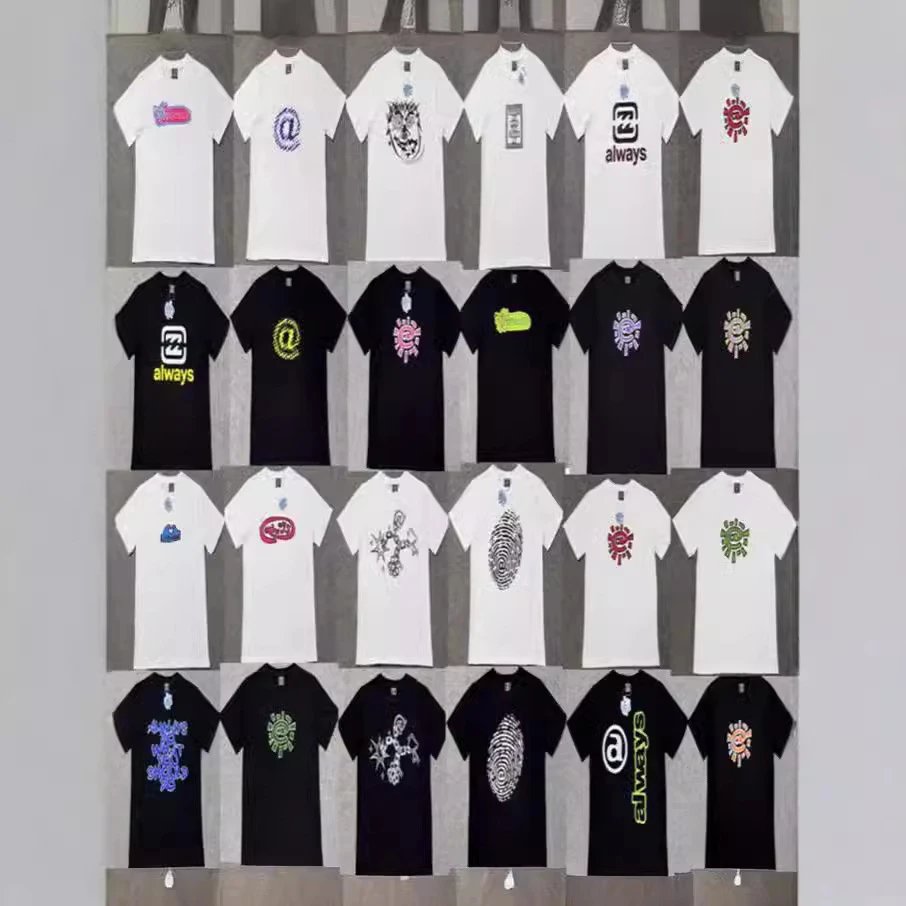 Short-sleeved T-shirt hip-hop print summer loose casual versatile sleeve T-shirt for men and women couples  