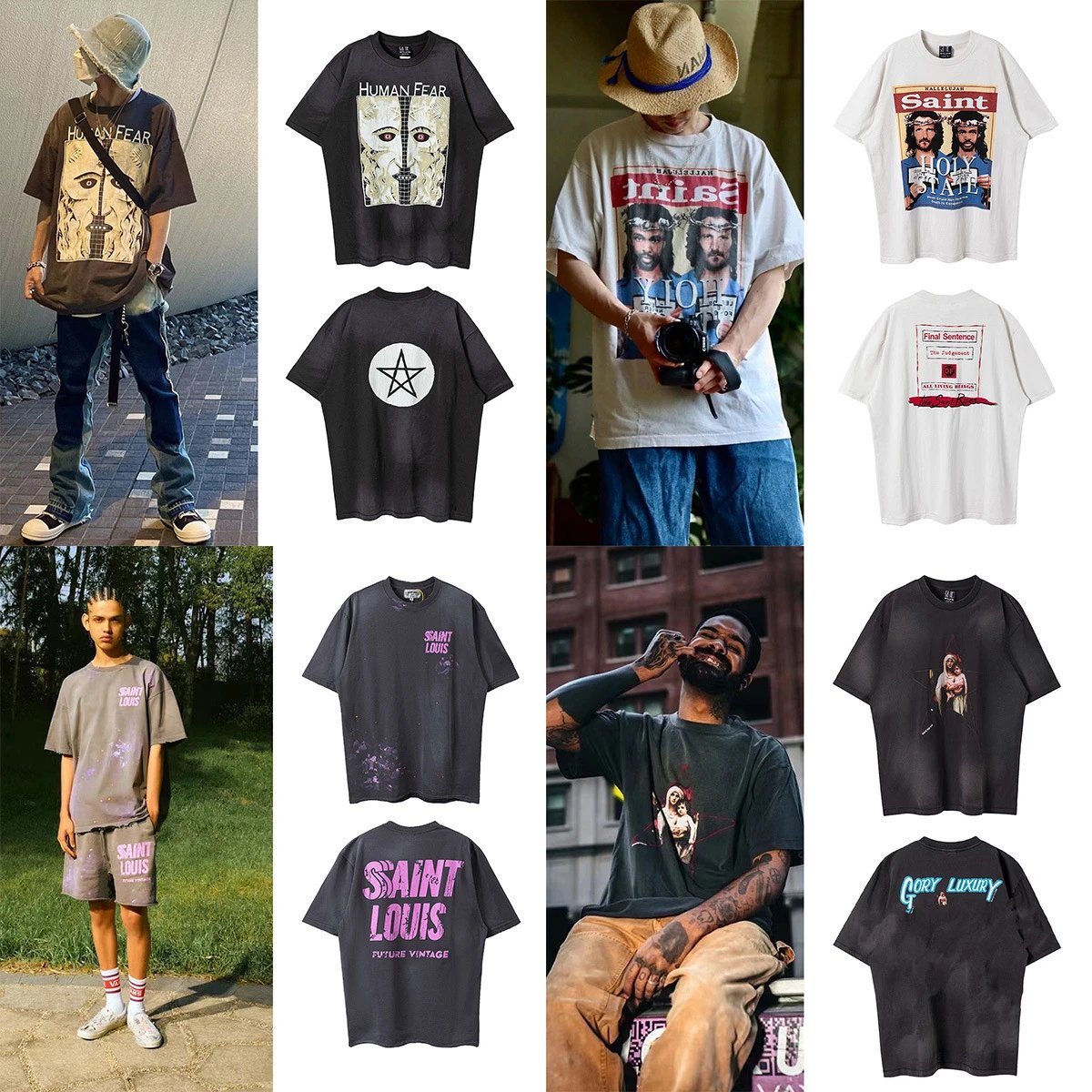 American washed distressed short-sleeved T-shirt for men and women  