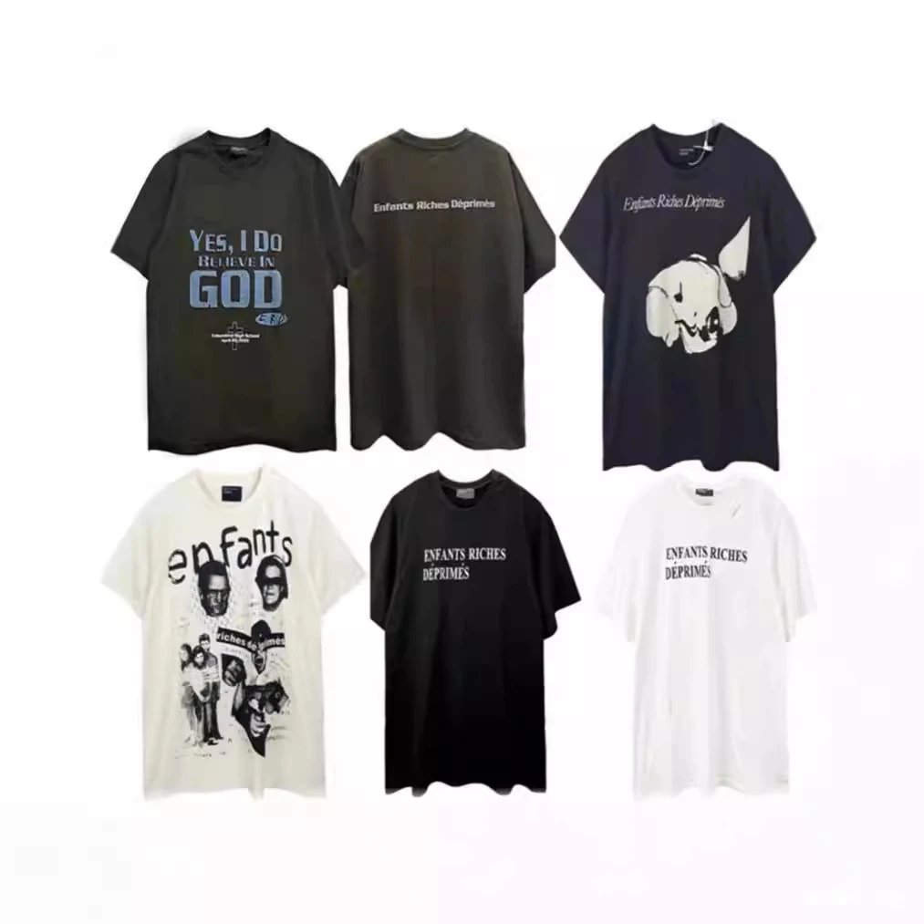New melancholy rich second generation ERD sketch graffiti loose casual men's and women's short sleeves  