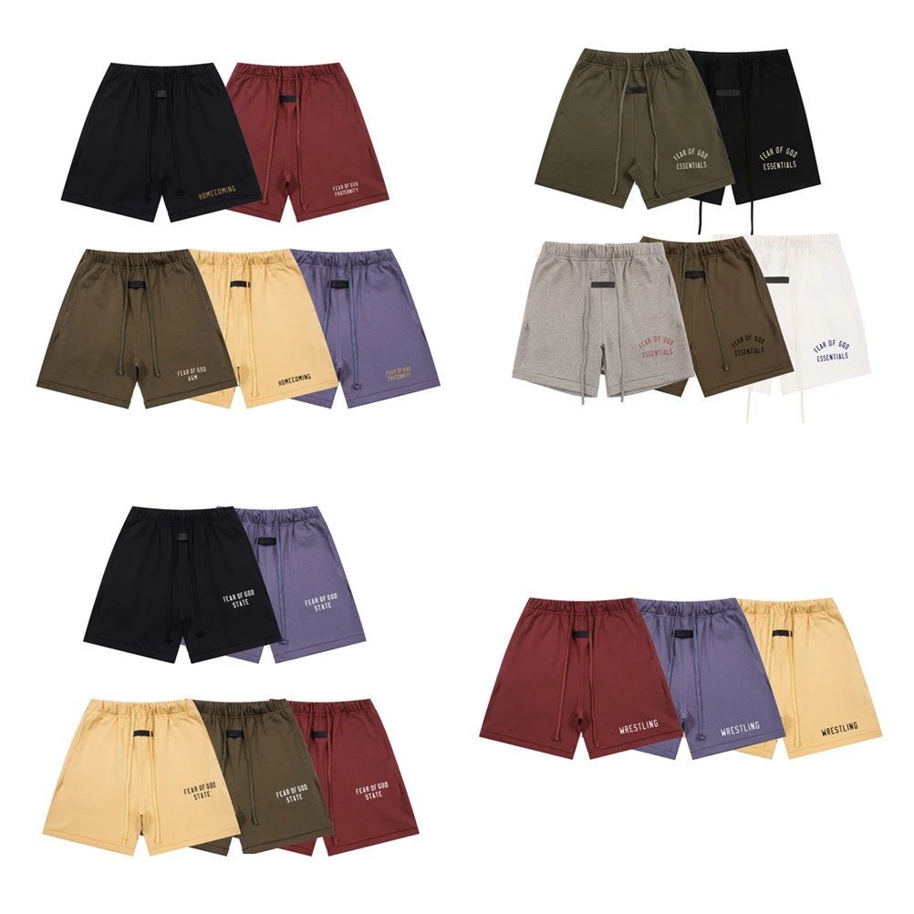 European and American multi-line letter slogan casual shorts for men and women high street five-quarter pants  
