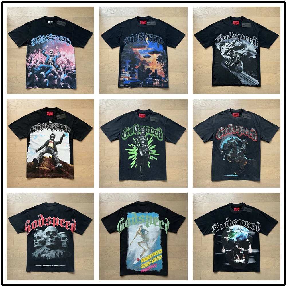 Couple wear large size loose washed and distressed short-sleeved T-shirt for men and women  