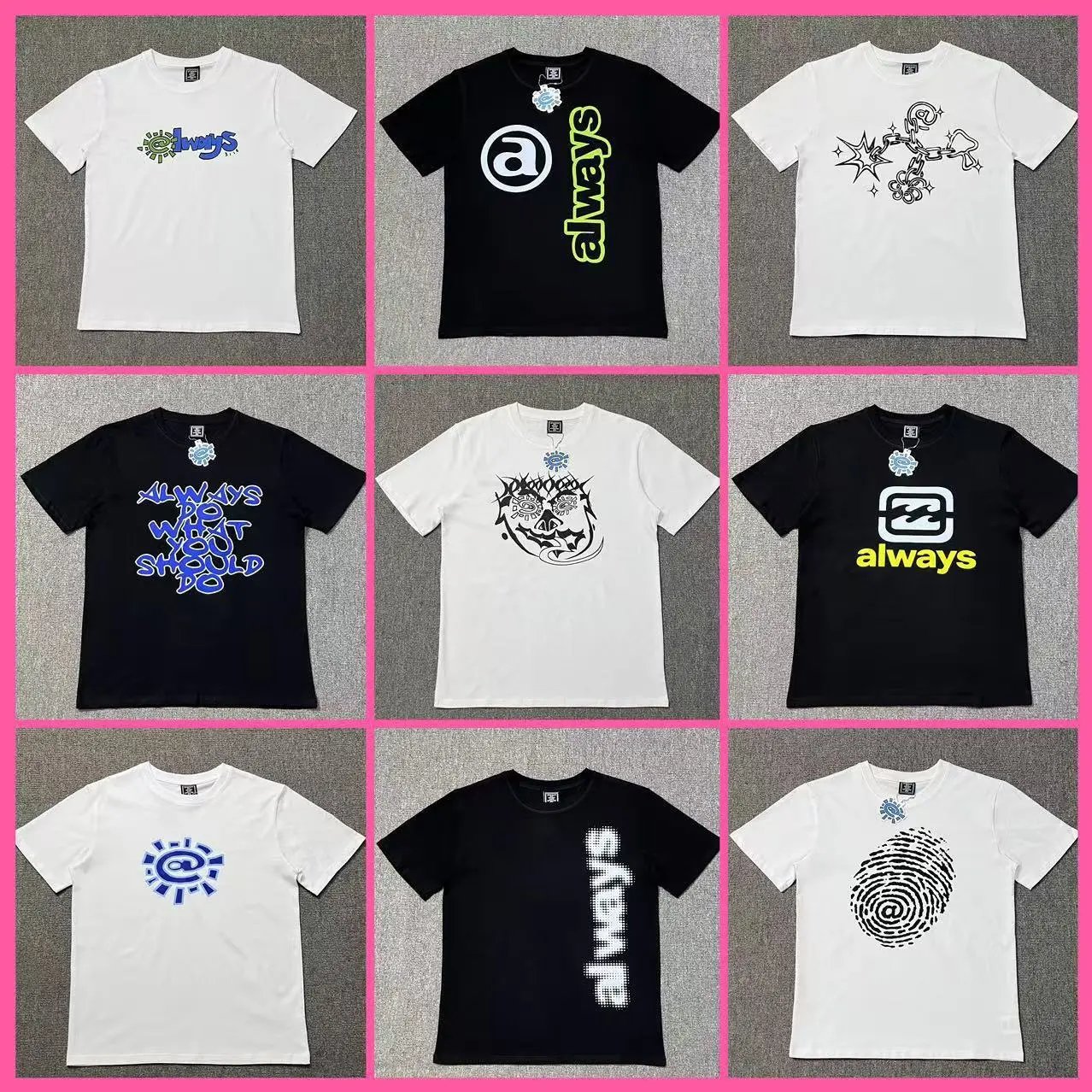 Casual loose high street couple short-sleeved T-shirts for men and women  