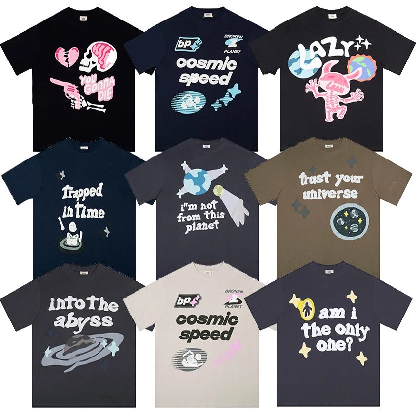 Broken Planet Foam Couple Short Sleeve Loose Men's and Women's All-Match T-Shirt  