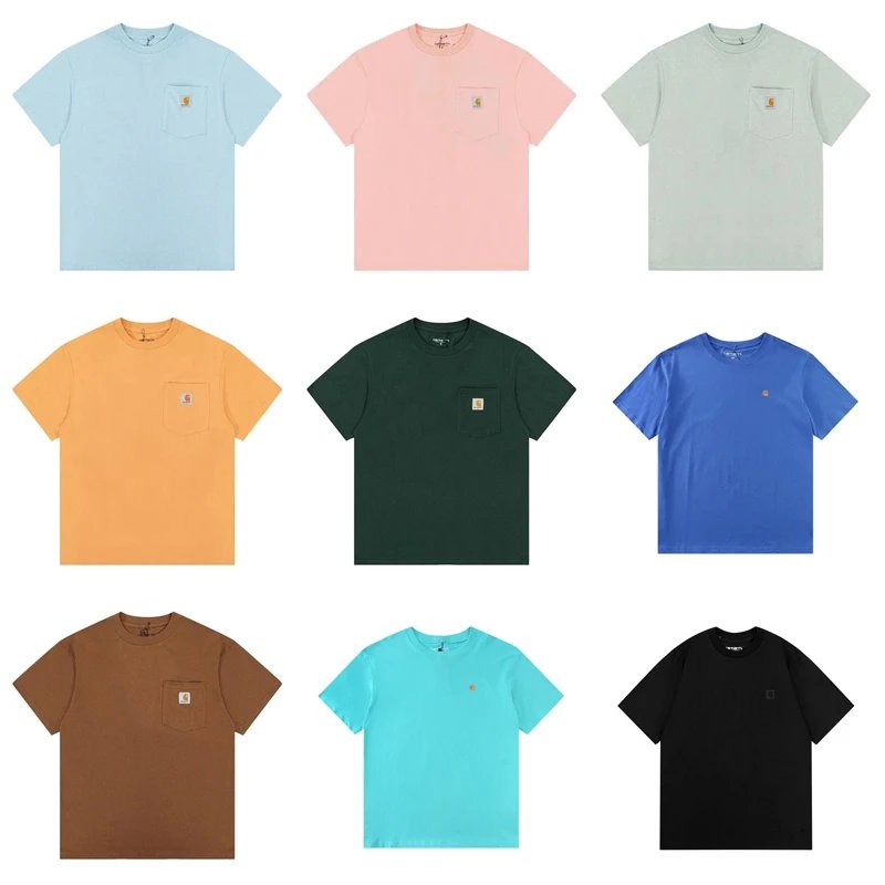 Velcro pocket men's and women's loose short-sleeved T-shirts  